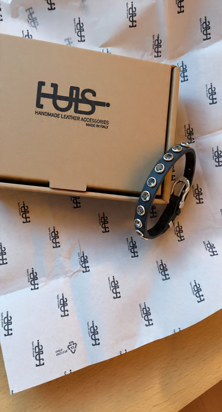 Leather Bracelet with Swarovski Crystal