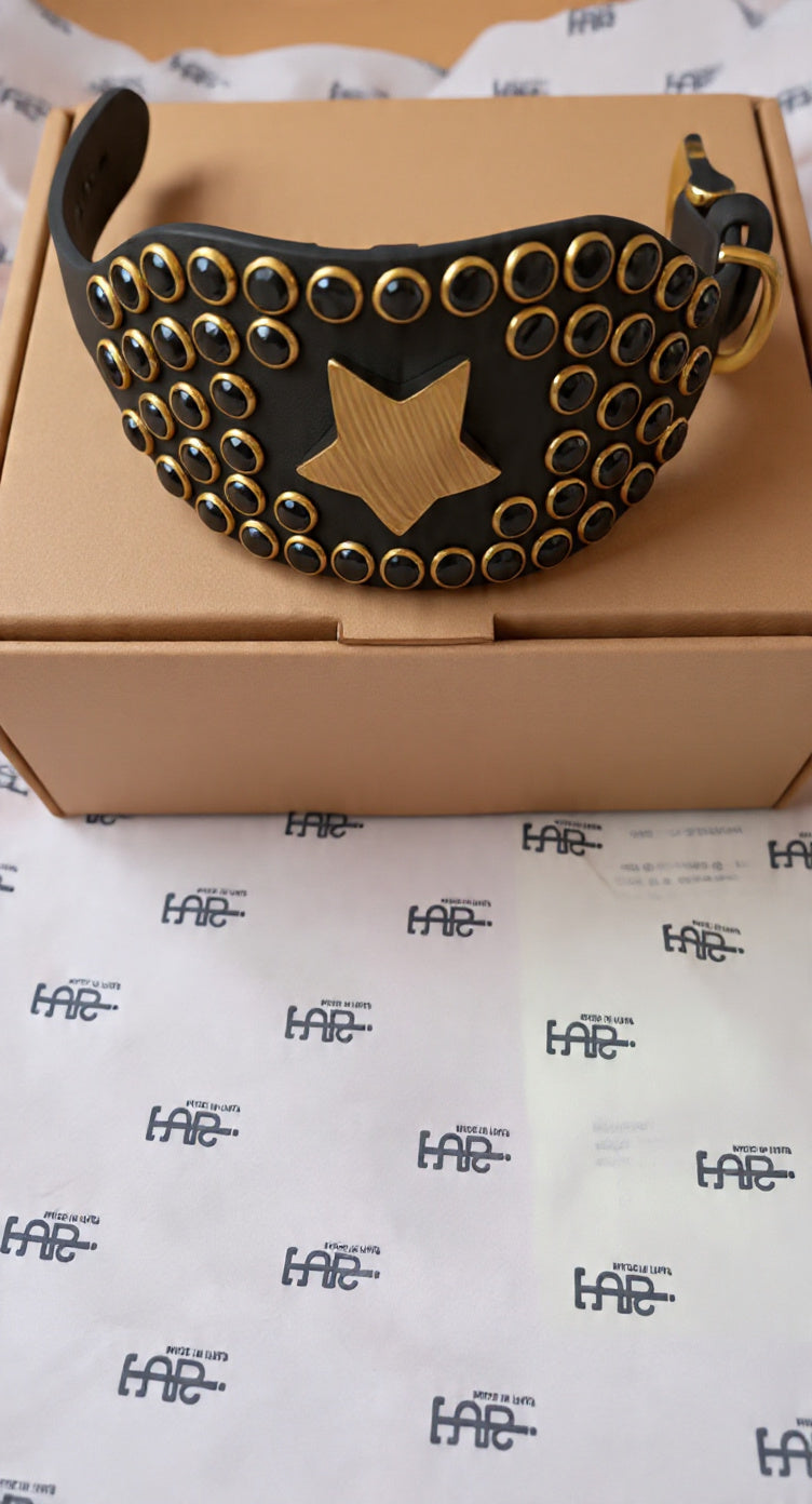 Leather Bracelet with Swarovski Crystal and Gold Plated Star