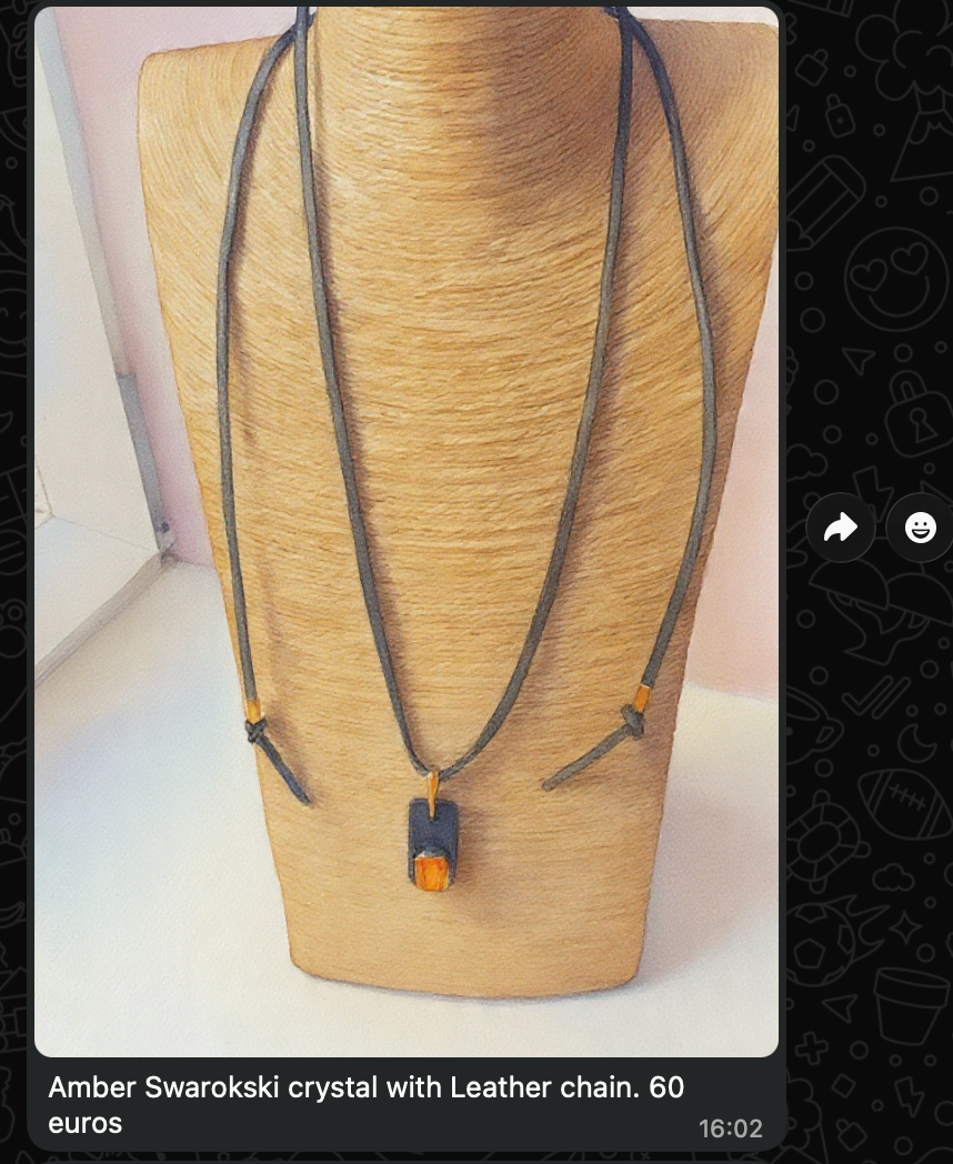 Amber Swarovski Crystal with Leather Chain