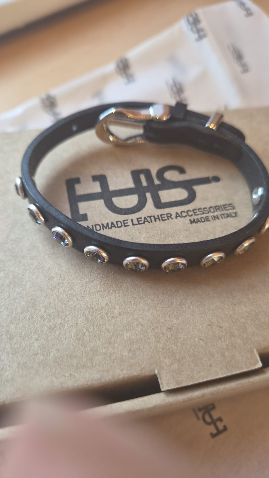 Leather Bracelet with Swarovski Crystal