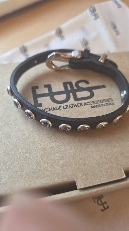 Leather Bracelet with Swarovski Crystal