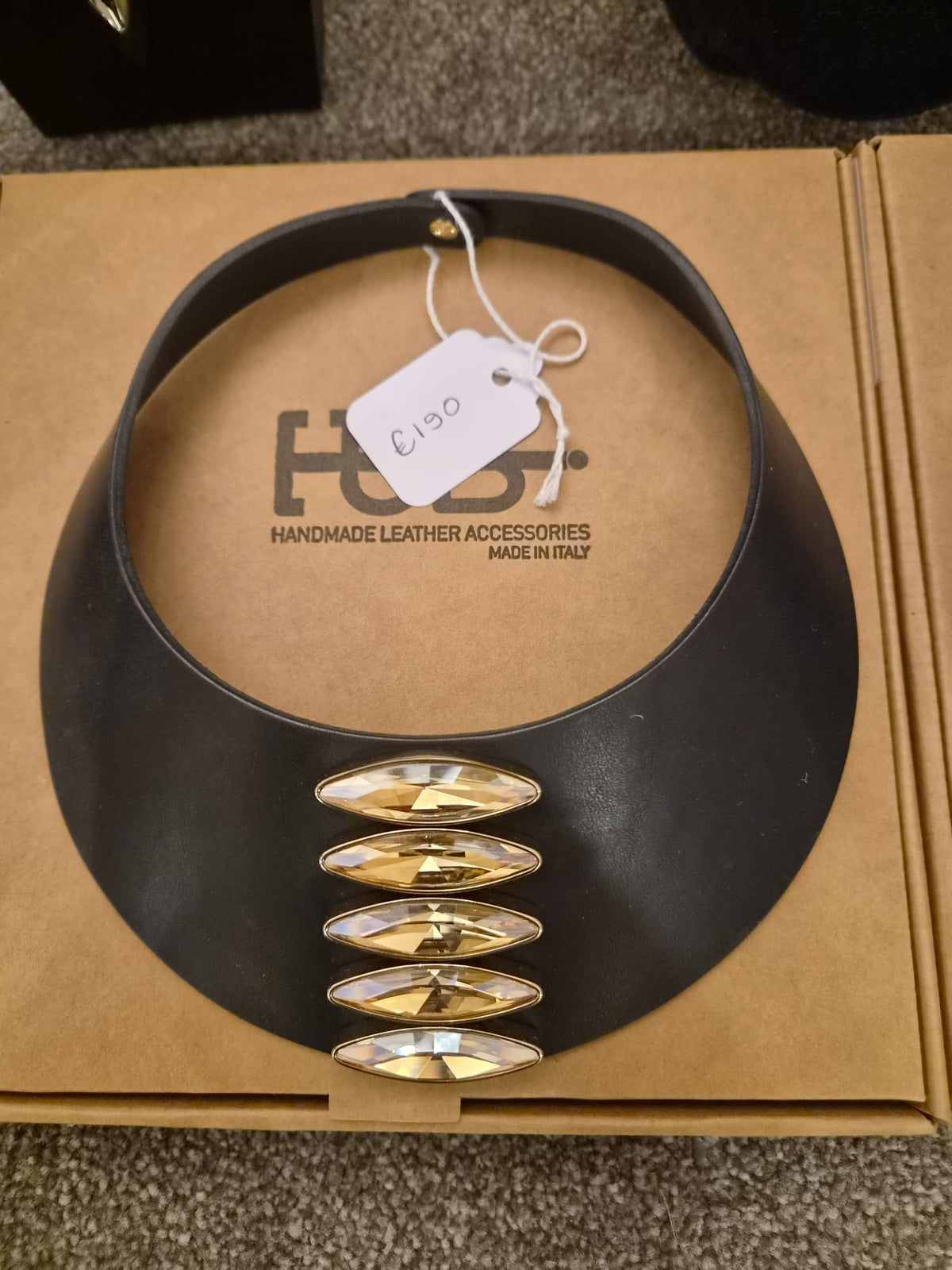 Tulsi leather choker with Swarovski crystal