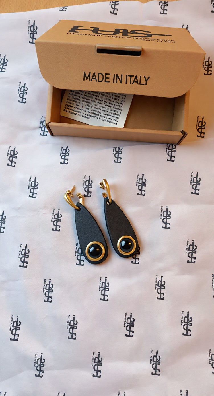 Gold Plated Earrings with Leather
