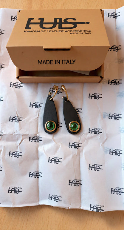 Gold Plated Earrings with Leather