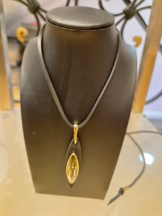 Tulsi long leather necklace with Swarovski crystal